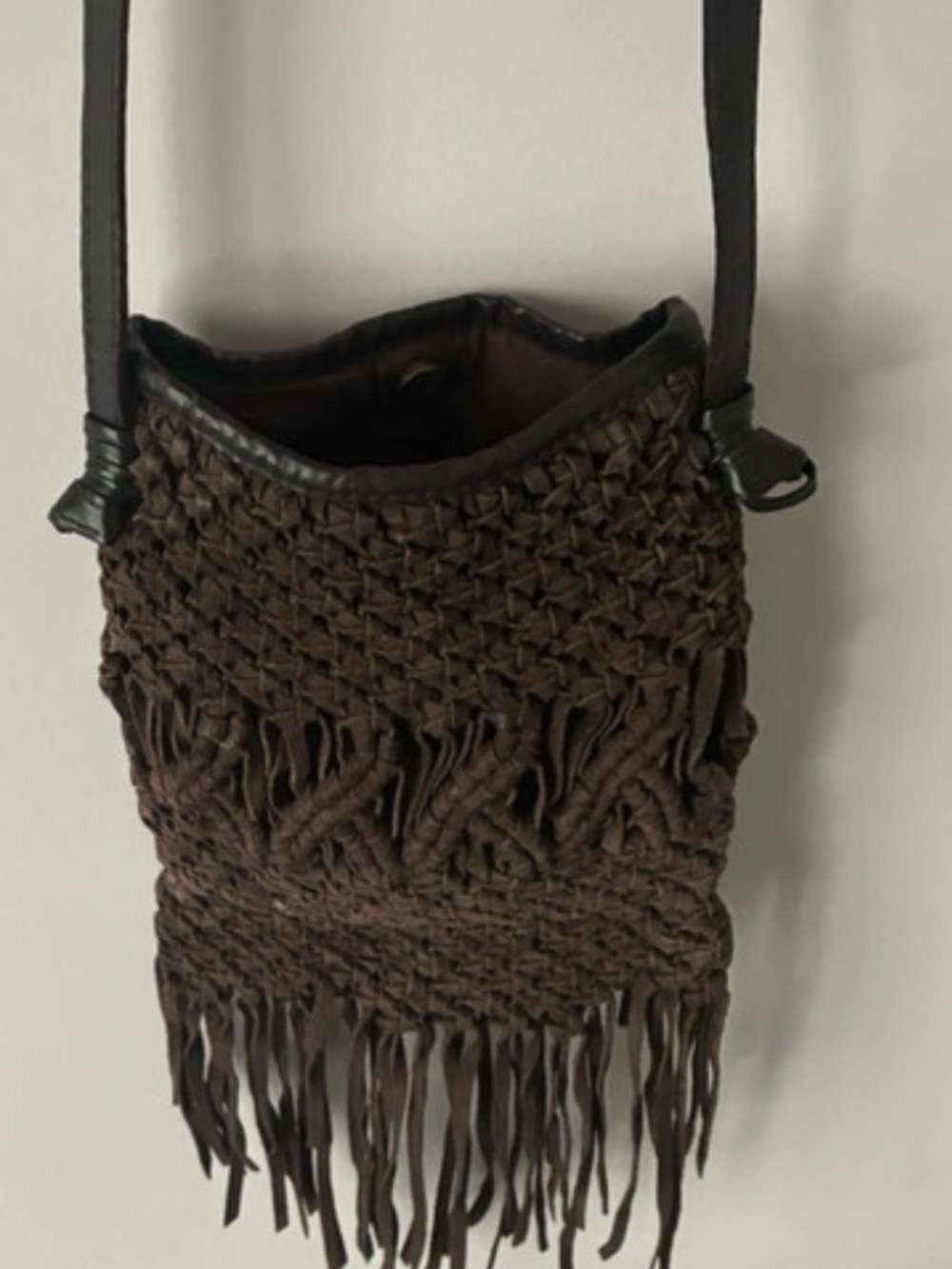 Leather lucky brand crossbody Fringe bag